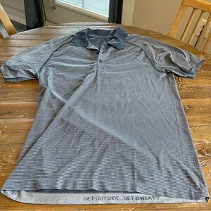 Men's Lululemon Striped Polo Shirt - Blue, Medium
